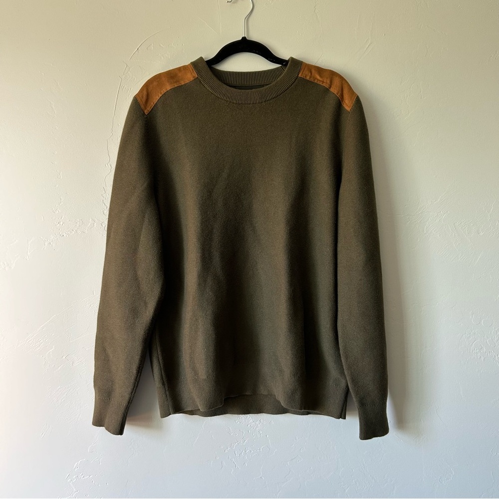 Banana Republic Factory Vegan Suede Patch Sweater Olive Green Large